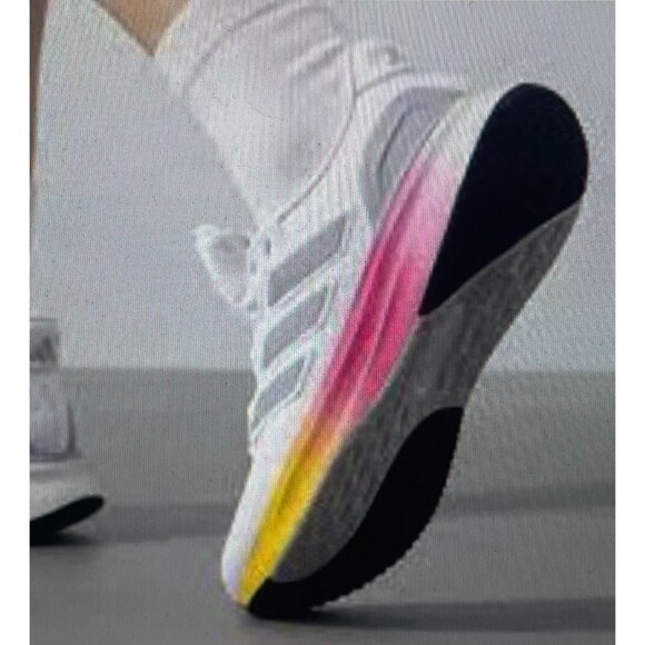 Adidas Ultrarun 5 Running Shoes White/Pink/Yellow US 11.5 Mens Lightweight - Picture 1 of 16